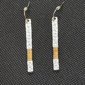 Elegant Sterling Silver and  Brass Wrapped Dangle Earrings